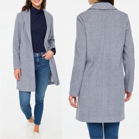 J. Crew Jackets & Blazers - NWT J. Crew Plus Herringbone Topcoat in Hazy Chevron Shades of Gray - Size 18